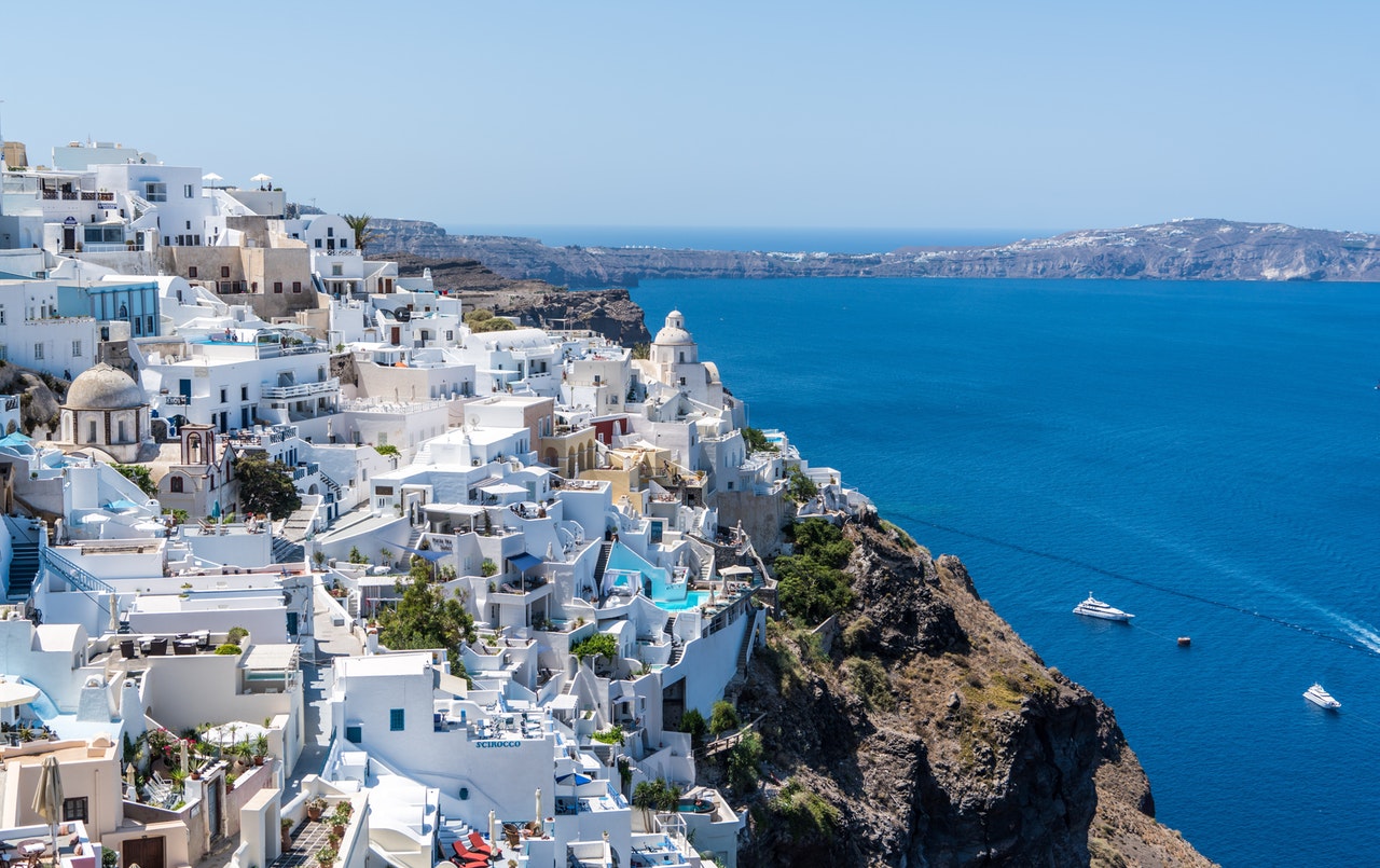 Hus på Santorini i Grekland